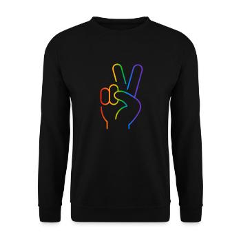Peace sign 2 fingers rainbow - Unisex Sweatshirt - black - Front - Alina (178cm) & Michal (187cm)