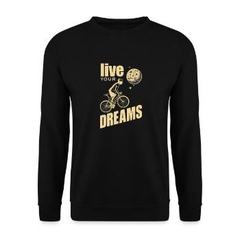 Fahrrad - Lebe Deine Träume- Live your dreams - Unisex Pullover - Schwarz - Vorne - Alina (178cm) & Michal (187cm)