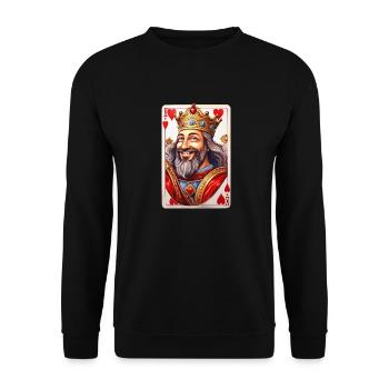 Herz König Spielkarte - Unisex Pullover - Schwarz - Vorne - Alina (178cm) & Michal (187cm)