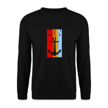 Moin - Guten Morgen - Nordsee - Ostsee - Anker - Unisex Pullover - Schwarz - Vorne - Alina (178cm) & Michal (187cm)