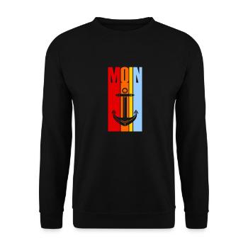 Moin - Guten Morgen - Nordsee - Ostsee - Anker - Unisex Pullover - Schwarz - Vorne - Alina (178cm) & Michal (187cm)