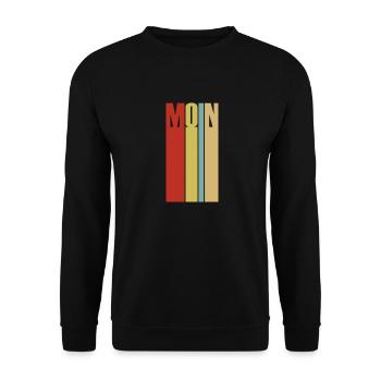 Moin - Guten Morgen - Nordsee - Ostsee - Anker - Unisex Pullover - Schwarz - Vorne - Alina (178cm) & Michal (187cm)