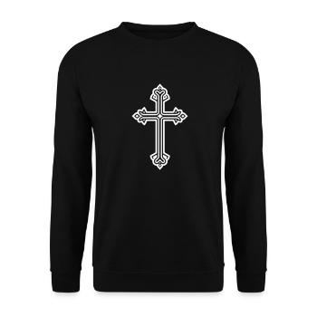 Cross Symbol Logo - Unisex Sweatshirt - black - Front - Alina (178cm) & Michal (187cm)