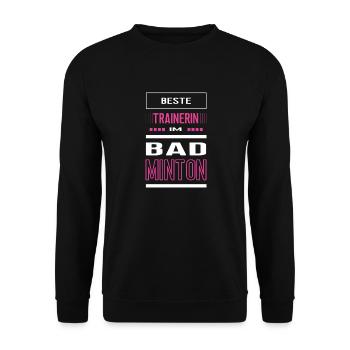 Badminton Trainerin Badmintontrainerin Federball - Unisex Pullover - Schwarz - Vorne - Alina (178cm) & Michal (187cm)