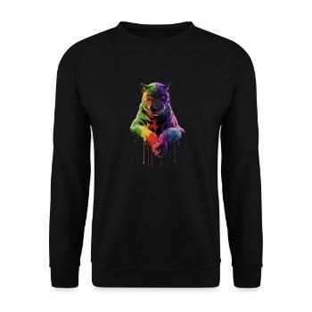 Schwarzer Panther Großkatze - Unisex Pullover - Schwarz - Vorne - Alina (178cm) & Michal (187cm)