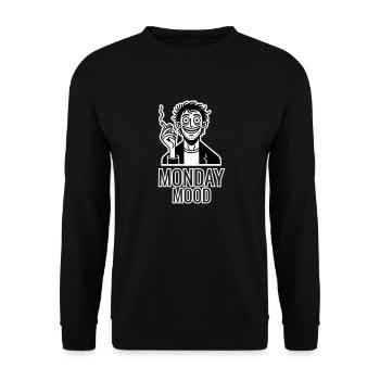 Homme caféiné fumant une cigarette - Monday Mood - Sweat-shirt Unisexe - noir - Devant - Alina (178cm) & Michal (187cm)