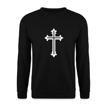 Symbole de croix Ligne - Sweat-shirt Unisexe - noir - Devant - Alina (178cm) & Michal (187cm)