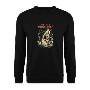 Shark and skeleton stay positive - Unisex Sweatshirt - black - Front - Alina (178cm) & Michal (187cm)