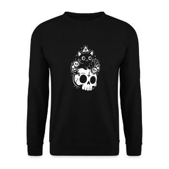 Mystic Skull Cat - Unisex Sweatshirt - black - Front - Alina (178cm) & Michal (187cm)