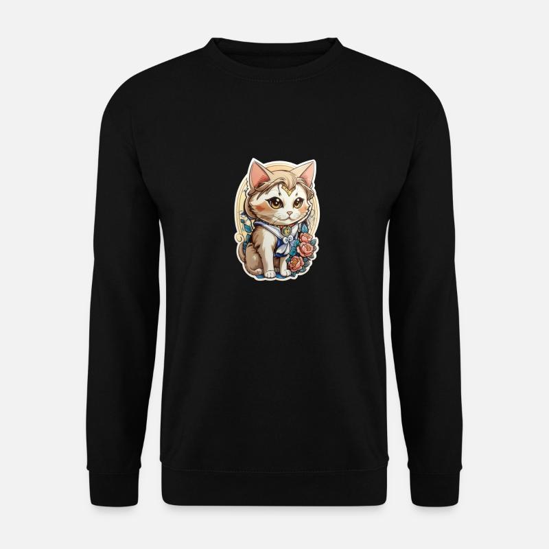 Sailor Cat Sticker - Unisex Pullover - Schwarz