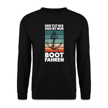 Boot Segeln Segelboot Geschenk - Unisex Pullover - Schwarz - Vorne - Alina (178cm) & Michal (187cm)