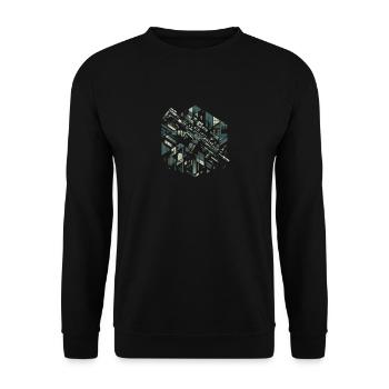Abstract Armament Mosaic - Unisex Sweatshirt - black - Front - Alina (178cm) & Michal (187cm)