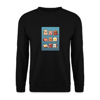 Pixelart, Frühstück - Unisex Pullover - Schwarz - Vorne - Alina (178cm) & Michal (187cm)