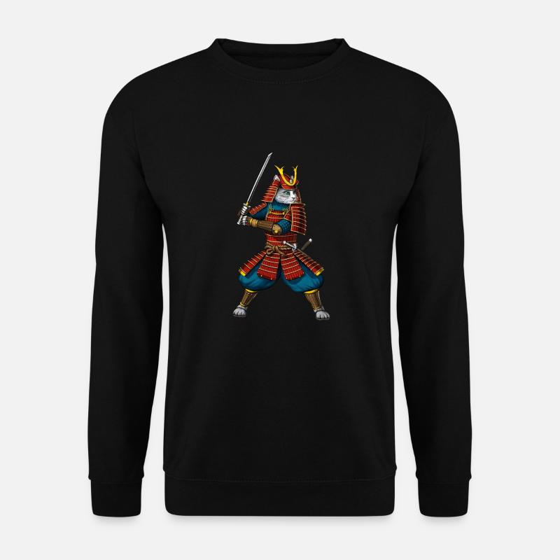 Cat Japanese Samurai Ninja - Unisex Sweatshirt - black