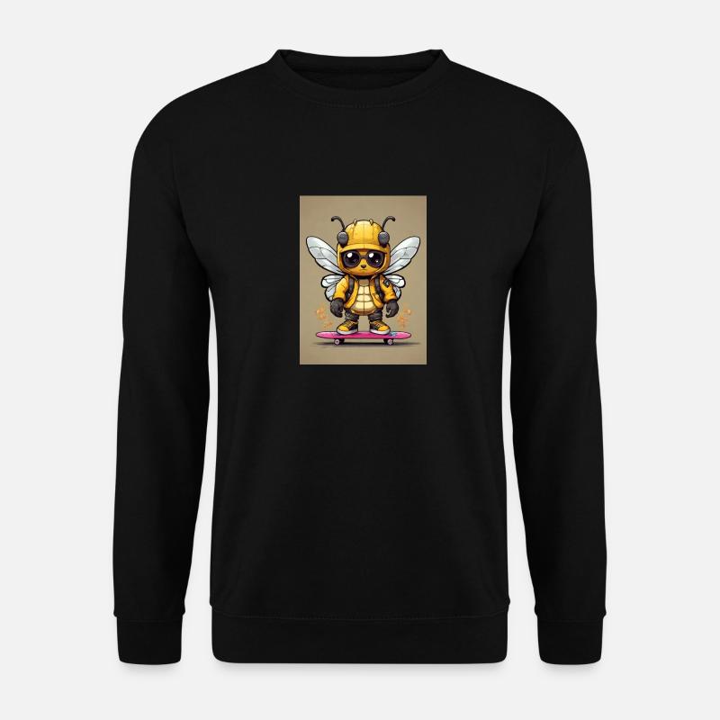 Comic Biene auf Skateboard - Unisex Pullover - Schwarz
