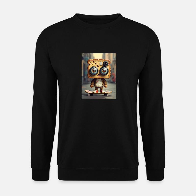 Toasbrot auf Skateboard - Unisex Pullover - Schwarz