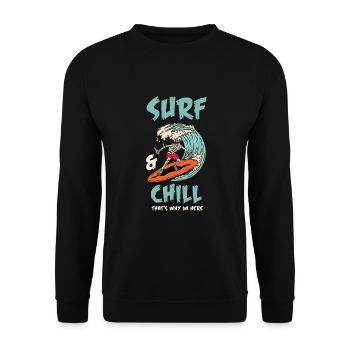 Surf avec un squelette et un crâne de mort - Sweat-shirt Unisexe - noir - Devant - Alina (178cm) & Michal (187cm)