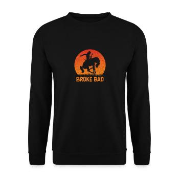 Texas Broke Bad Retro Sunset Cowboy - Unisex Pullover - Schwarz - Vorne - Alina (178cm) & Michal (187cm)