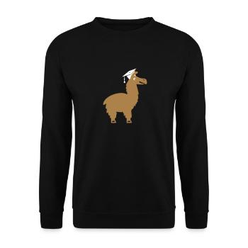 Lama promoviert Doktorhut Examen Dissertation Arzt - Unisex Pullover - Schwarz - Vorne - Alina (178cm) & Michal (187cm)