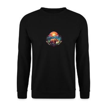 Farbvolles Logo Von einem Bären Wald Berge Sonne - Unisex Pullover - Schwarz - Vorne - Alina (178cm) & Michal (187cm)