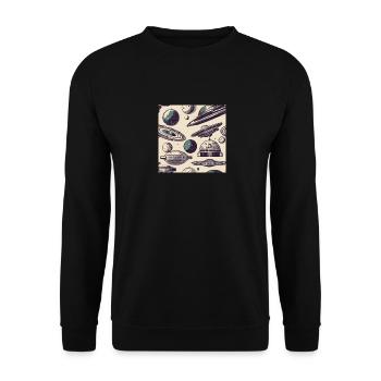 cosmic ships uno#1 - Unisex Sweatshirt - black - Front - Alina (178cm) & Michal (187cm)
