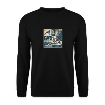 80´s Sports Athletics - Unisex Pullover - Schwarz - Vorne - Alina (178cm) & Michal (187cm)