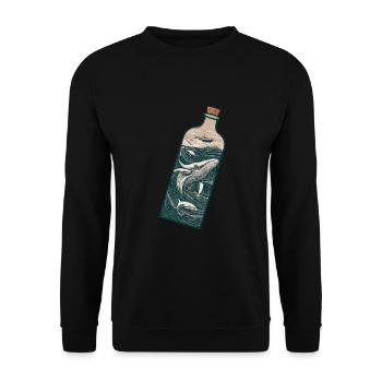 Nautisches Abenteuer Ozean Wellen und Wale - Unisex Pullover - Schwarz - Vorne - Alina (178cm) & Michal (187cm)