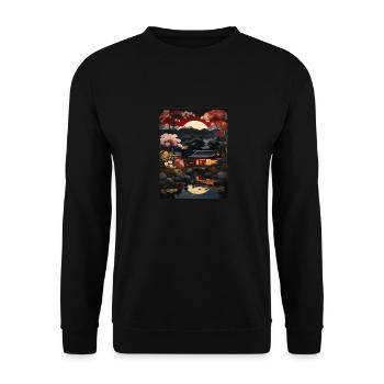 Peinture d’illustration d’art japonais - Sweat-shirt Unisexe - noir - Devant - Alina (178cm) & Michal (187cm)