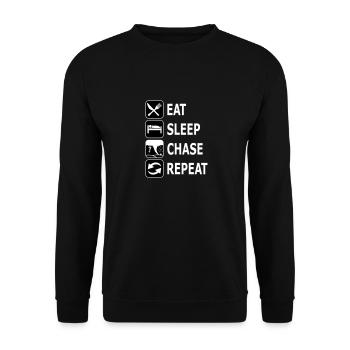 eat sleep chase repeat, chasing tornadoes, twister - Unisex Sweatshirt - black - Front - Alina (178cm) & Michal (187cm)