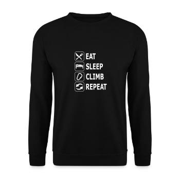 eat sleep climb repeat, climber, climbing - Unisex Sweatshirt - black - Front - Alina (178cm) & Michal (187cm)