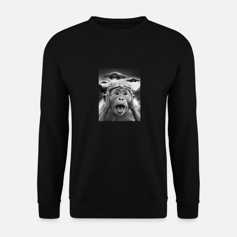 Lustige Affengrafik UFO Seltsam - Unisex Pullover - Schwarz