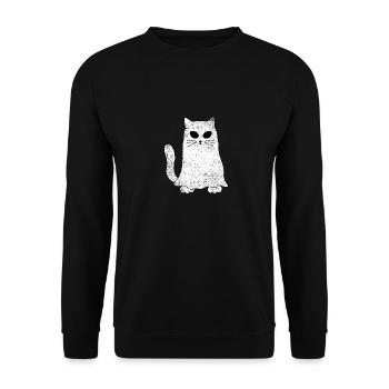Chat fantôme en feuille vintage - Sweat-shirt Unisexe - noir - Devant - Alina (178cm) & Michal (187cm)