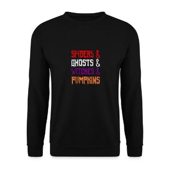 Spiders & Ghosts & Witches & Pumpkins - Unisex Sweatshirt - black - Front - Alina (178cm) & Michal (187cm)
