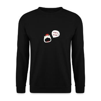 Merry Christmas cat with Christmas hat - Unisex Sweatshirt - black - Front - Alina (178cm) & Michal (187cm)
