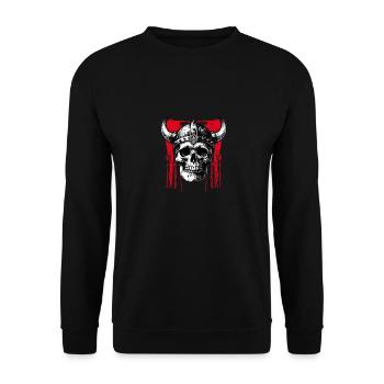 Skull with helmet and horns on splashes of paint - Unisex Sweatshirt - black - Front - Alina (178cm) & Michal (187cm)