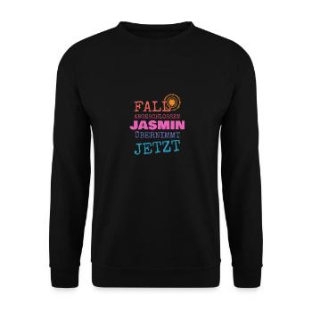 Geschenk für Jasmin - Unisex Pullover - Schwarz - Vorne - Alina (178cm) & Michal (187cm)
