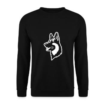Schäferhund Hund Hundekopf - Unisex Pullover - Schwarz - Vorne - Alina (178cm) & Michal (187cm)