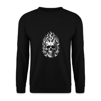 Skull with Flames Burning Skull - Unisex Sweatshirt - black - Front - Alina (178cm) & Michal (187cm)