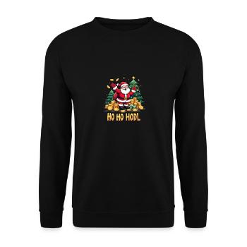 Ho Ho HODL BTC, lustiger weihnachtsmann - Unisex Pullover - Schwarz - Vorne - Alina (178cm) & Michal (187cm)