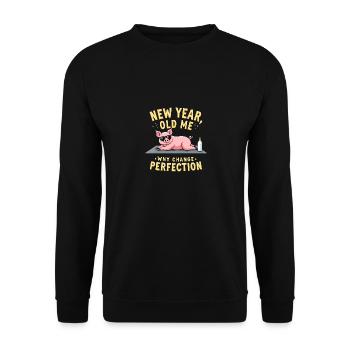 Sarkastischer Witz - Neujahr - Unisex Pullover - Schwarz - Vorne - Alina (178cm) & Michal (187cm)