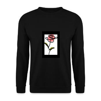 one Line Art Strichzeichnung Blume Blumen Pflanzen - Unisex Pullover - Schwarz - Vorne - Alina (178cm) & Michal (187cm)