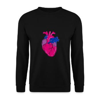 Bisexual Pride Herz Bisexuelles Geschenk - Unisex Pullover - Schwarz - Vorne - Alina (178cm) & Michal (187cm)