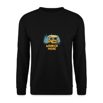 Wander More Vacation Tourist Trip Traveler Travel - Unisex Sweatshirt - black - Front - Alina (178cm) & Michal (187cm)