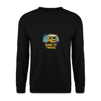 Born to Travel Tourist Traveler Visitor Road Trip - Unisex Sweatshirt - black - Front - Alina (178cm) & Michal (187cm)