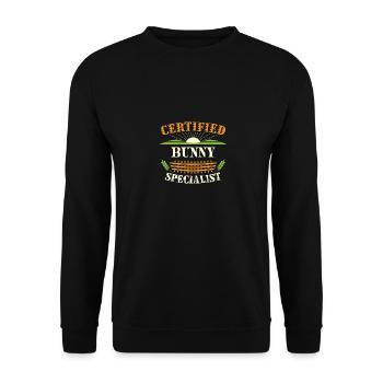 Certified Rabbit Specialist Farmer Funny Farming - Unisex Sweatshirt - black - Front - Alina (178cm) & Michal (187cm)