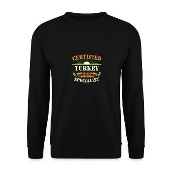 Certified Turkey Specialist Farmer Funny Farming - Unisex Sweatshirt - black - Front - Alina (178cm) & Michal (187cm)