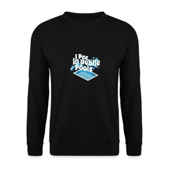 I Pee In Pools Funny Peeing In Pools Swiming - Unisex Pullover - Schwarz - Vorne - Alina (178cm) & Michal (187cm)