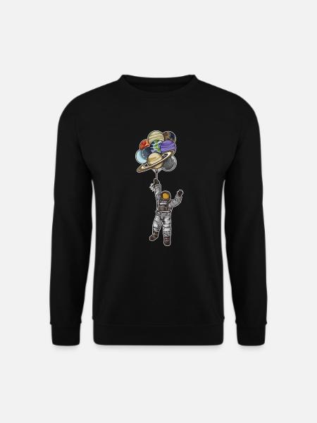Astronaut mit Ballons die wie Planeten aussehen - Unisex Pullover - Schwarz