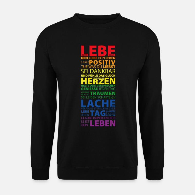 LEBE, LIEBE, LACHE - Unisex Pullover - Schwarz