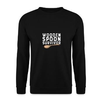 Funny Italian Mom Adulting Wooden Spoon Survivor - Unisex Pullover - Schwarz - Vorne - Alina (178cm) & Michal (187cm)